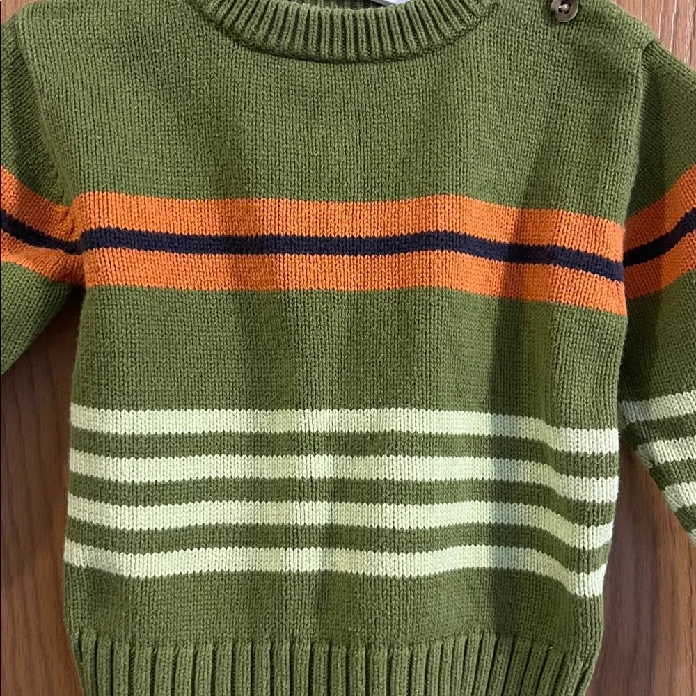 Vintage Gymboree Green Striped Knit Crewneck Sweater‎ 2T